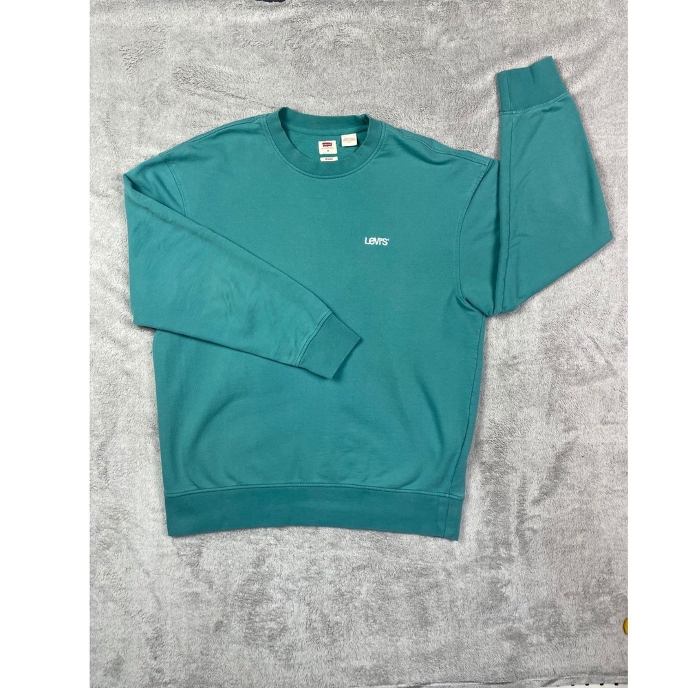 Levis Relaxed Fit Crewneck Sweatshirt Mens Medium Teal Green Pullover A1572-0042